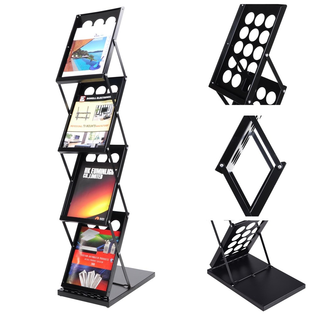 4-Holder Floor-Standing Magazine Rack