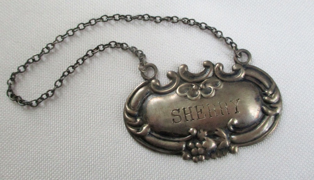 Vintage Sterling Silver Sherry Decanter Tag