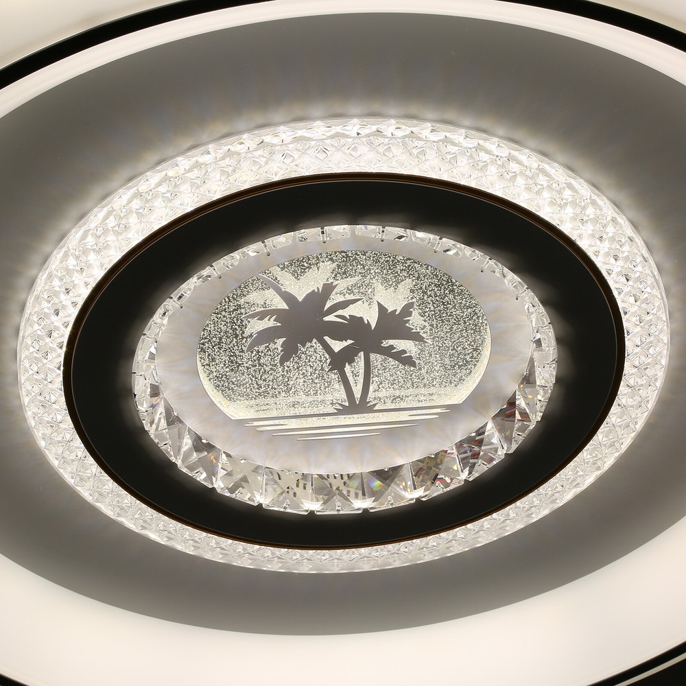 42in Modern Flush Mount Round Dimmable Ceiling Fan Light W/Remote White & Grey
