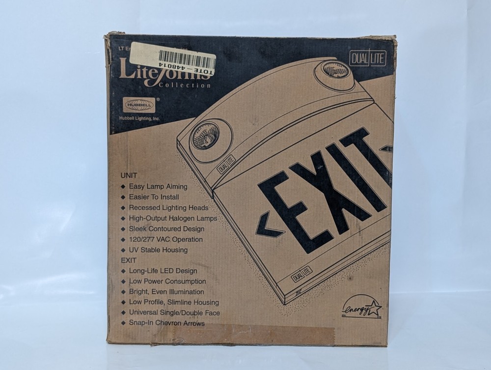 Hubbell LTUGW Exit Sign with Emergency Lighting, (2) Halogen Lights, LT Series