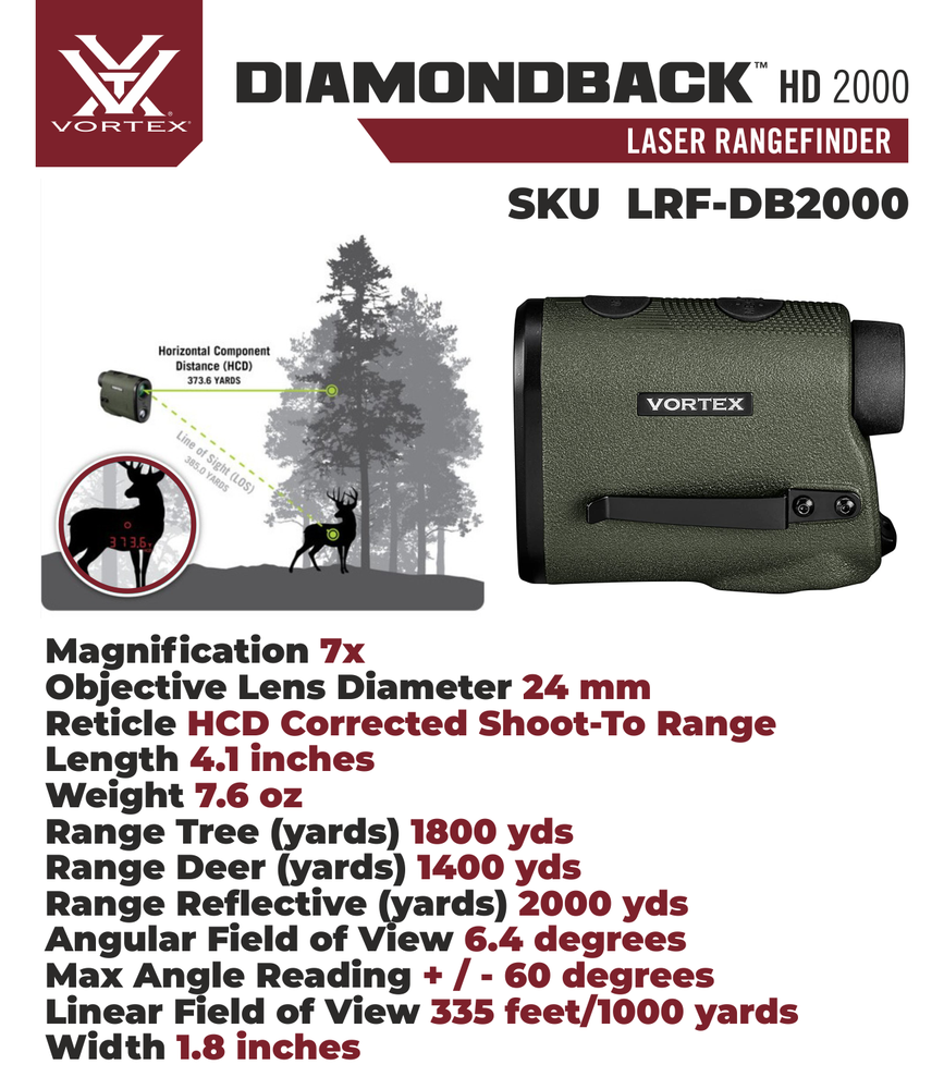 Vortex Optics Diamondback HD 2000 Laser Rangefinder with Free Camo-D Hat Bundle