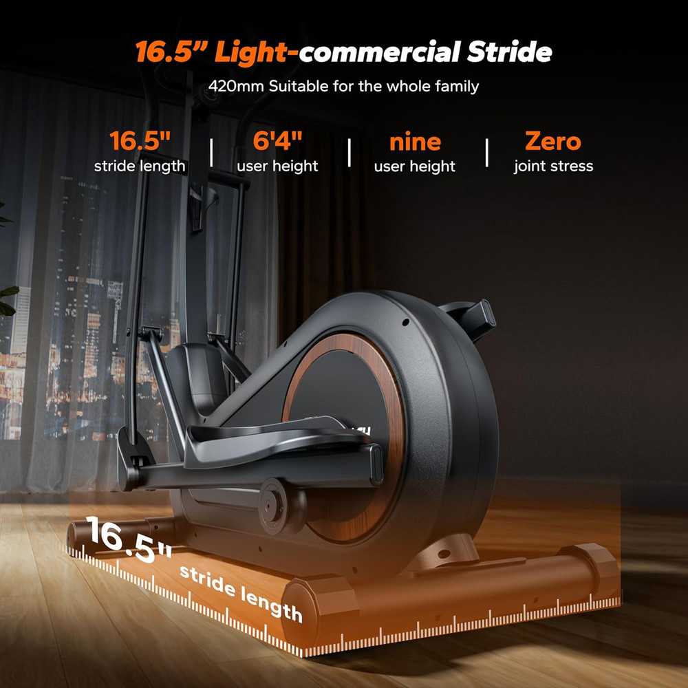 Hyper-Quiet Elliptical Machine for Home, 400Lbs Capacity, Auto Resistance
