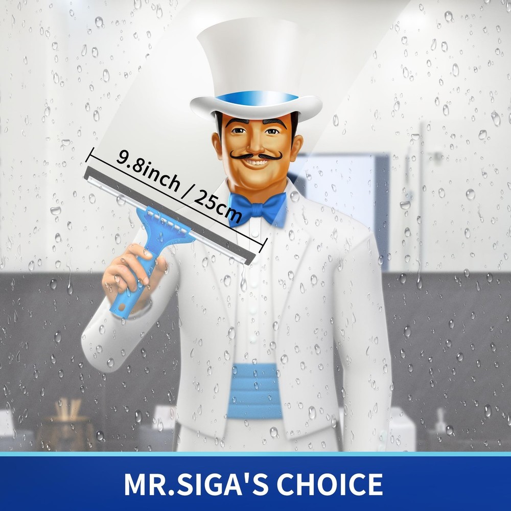 MR.SIGA Professional Window Cleaning Combo - Squeegee & Microfiber Window Scr...