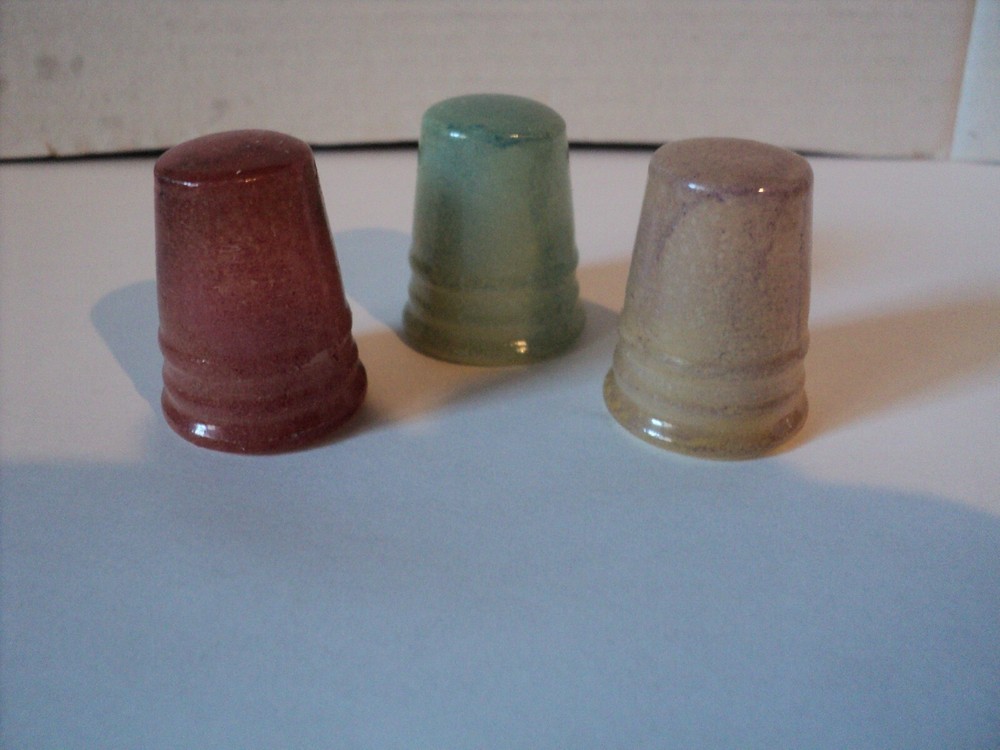 Three Large Alabaster thimbles - 3 Colors - Excellent Condition - Really Nice!