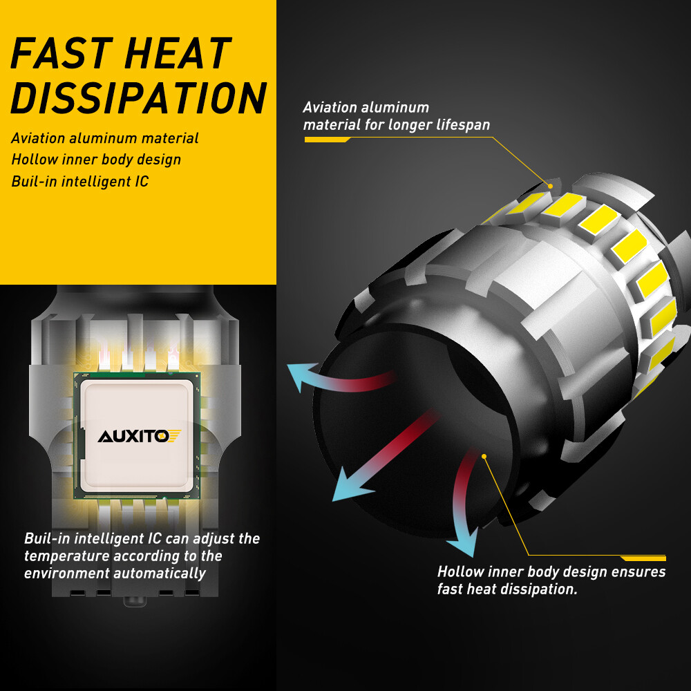 AUXITO LED Front Rear Turn Signal Light Blinker Bulbs 7441 White 7440 Error Free