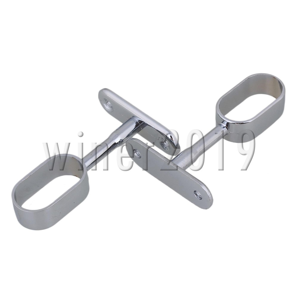 2pcs 16mm Polished Chrome Oval Open Type Closet Rod Middle Flange Support