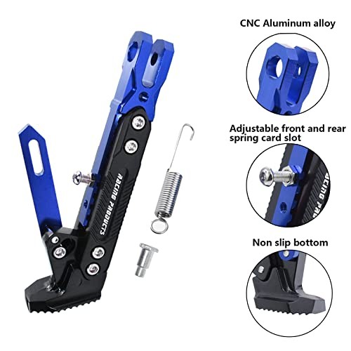 Universal Motorcycle Kickstand Adjustable Foot Side Support Parking Blue
