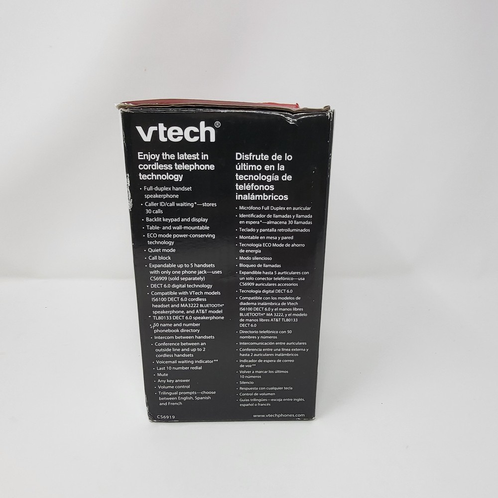 Phone Cordless VTech CS6919 DECT 6.0 Expandable with Call Block, Silver & Black