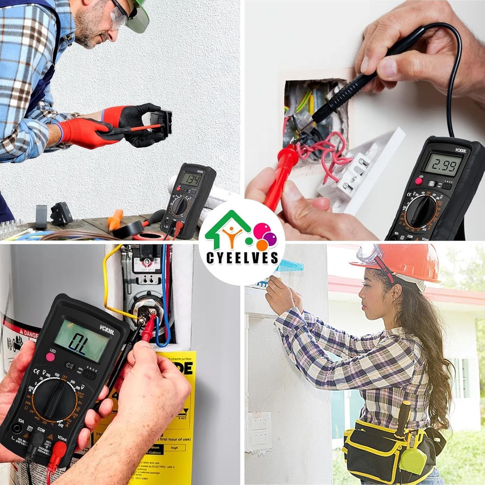 Digital Multimeter Pocket, Multifunction Battery Tester with Backlight Black
