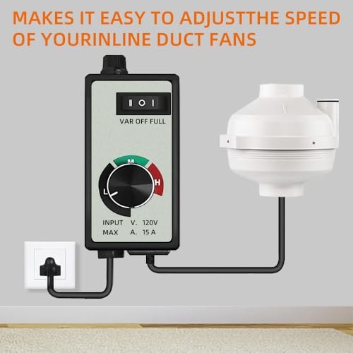 Electronic Fan Speed Controller, 0-100% Variable Speed Adjuster for Inline