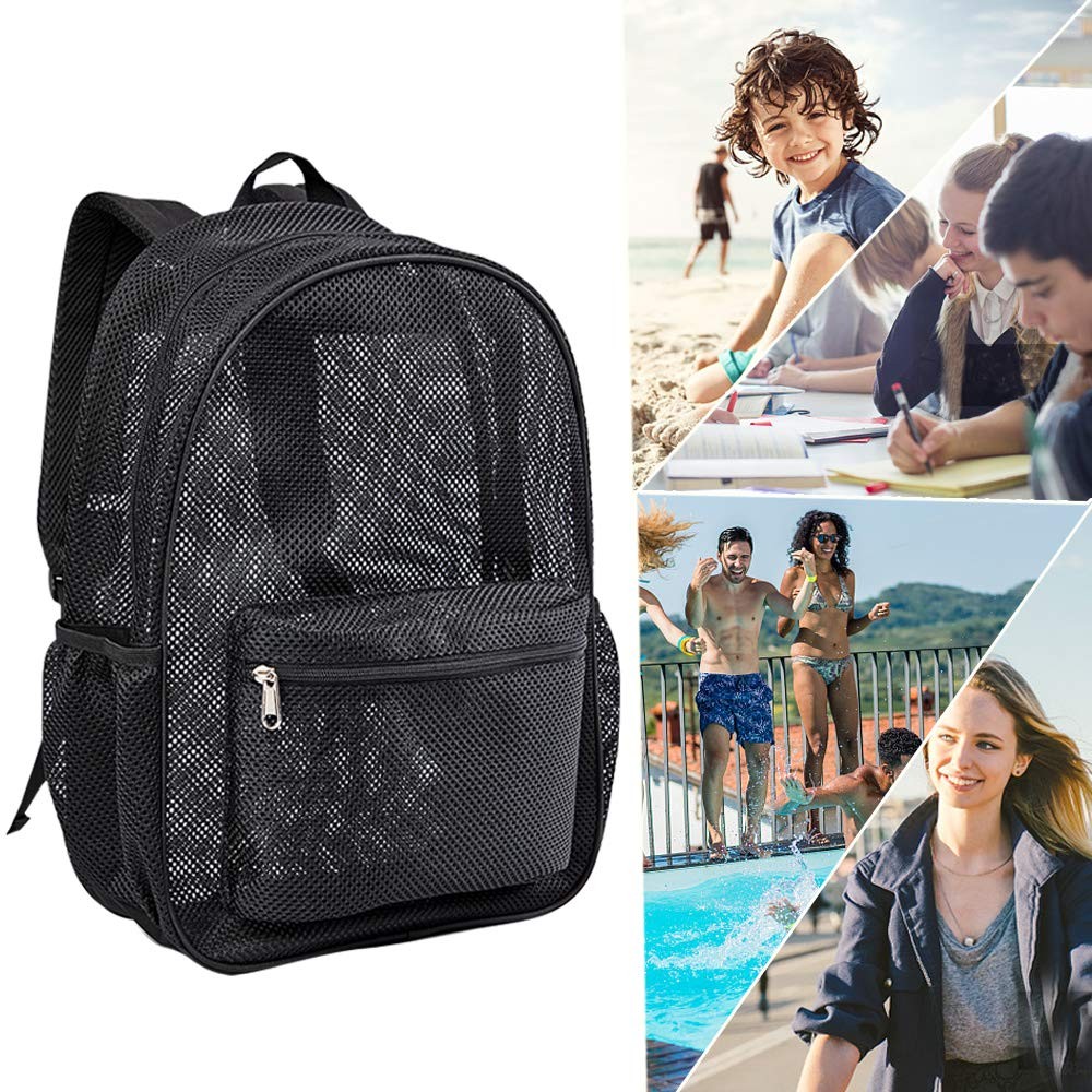 Heavy Duty Mesh Backpack, See Through College Backpack with Padded Shoulder S...