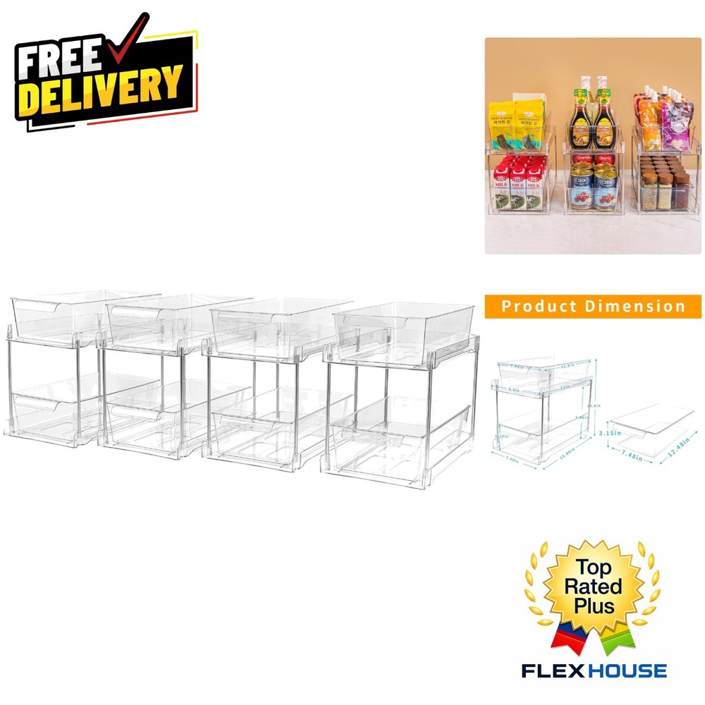 Customizable 2-Tier Storage Bins with 8 Dividers - Space-Saving Organizer