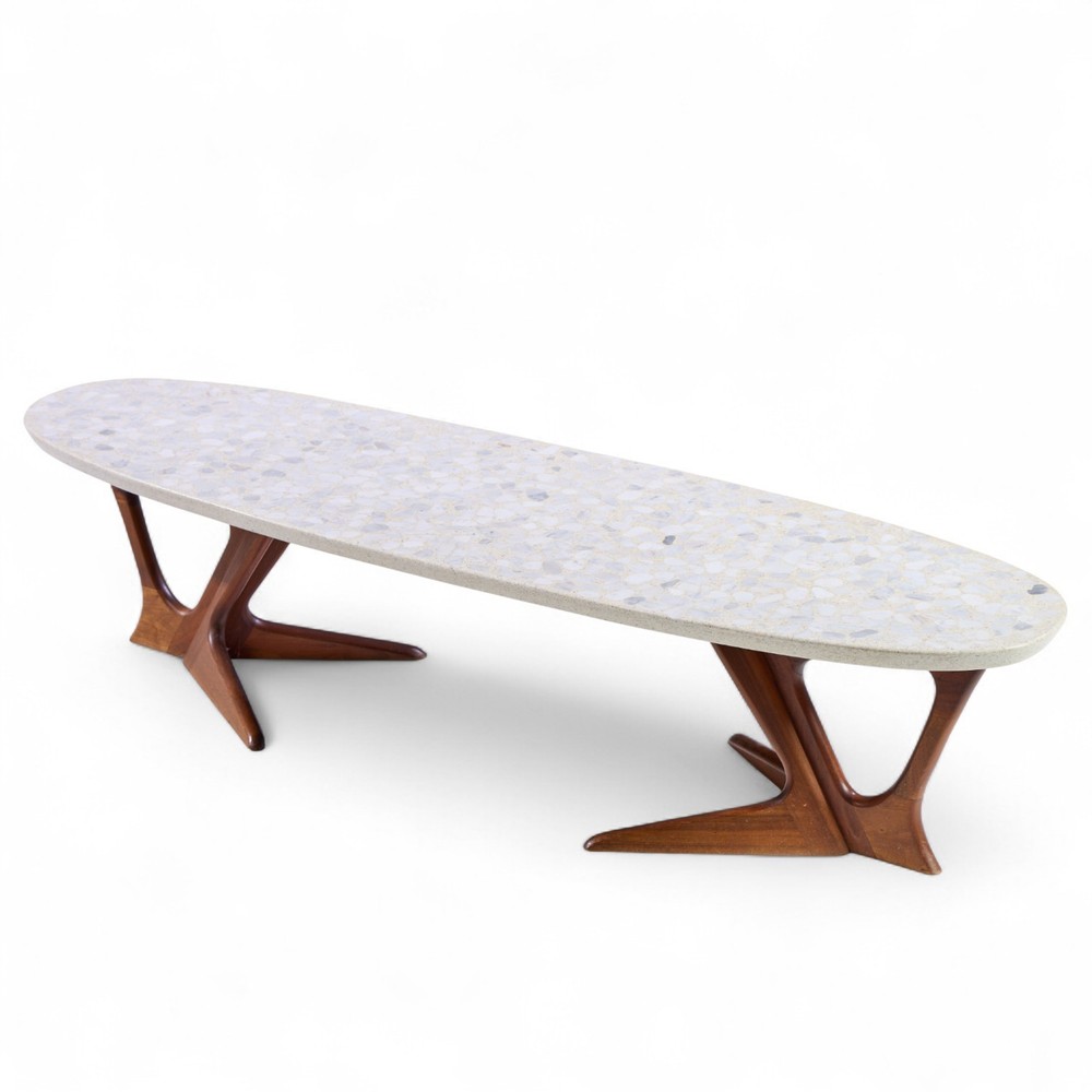 Harvey Probber Mid Century Walnut and Terrazzo Coffee Table