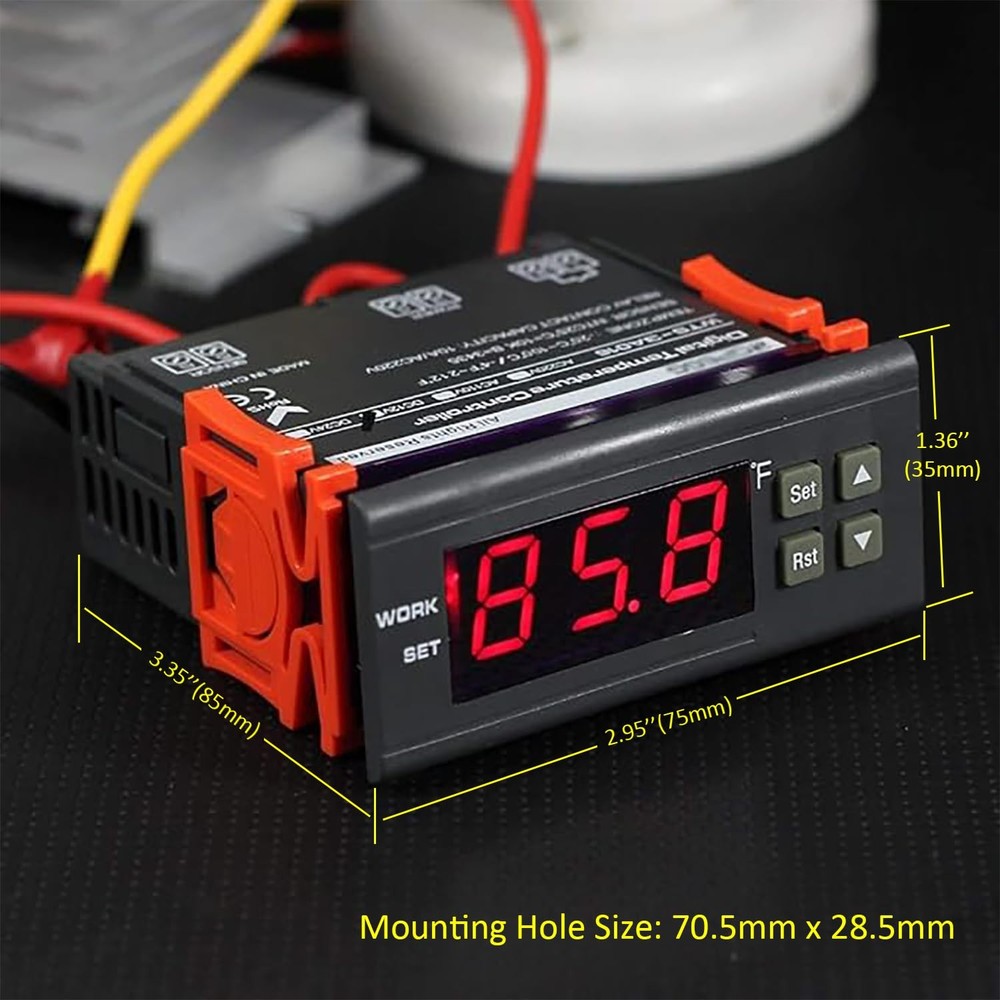 12V Digital Temperature Controller 10A Relay with Fahrenheit Sensor