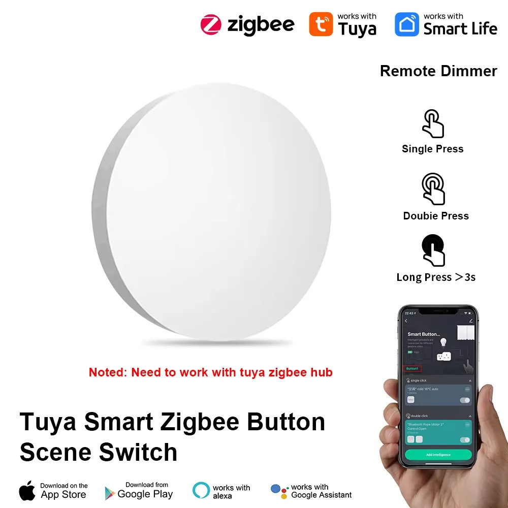 Zigbee Wireless Button Scene Switch Voice Control Button Tuya App Remote Control