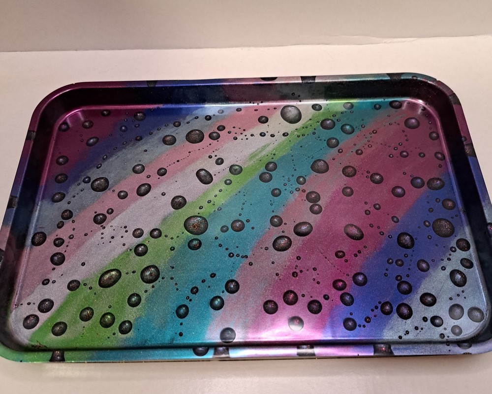 Small Tray – Resin Rainbow & Raindrops