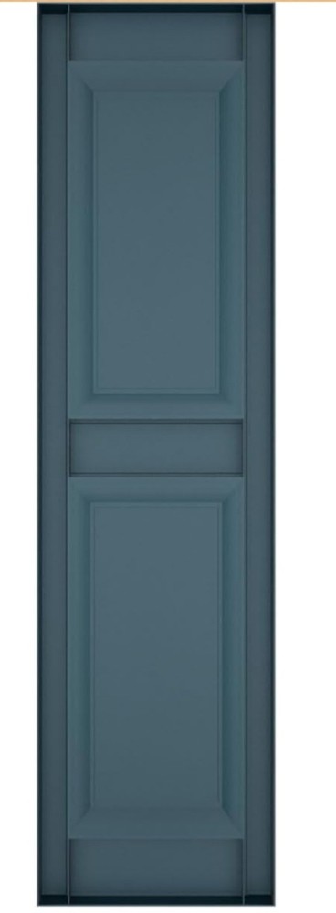 Blue Outdoor Solid Panel Plastic Window Shutters Set of 2 With Midrail