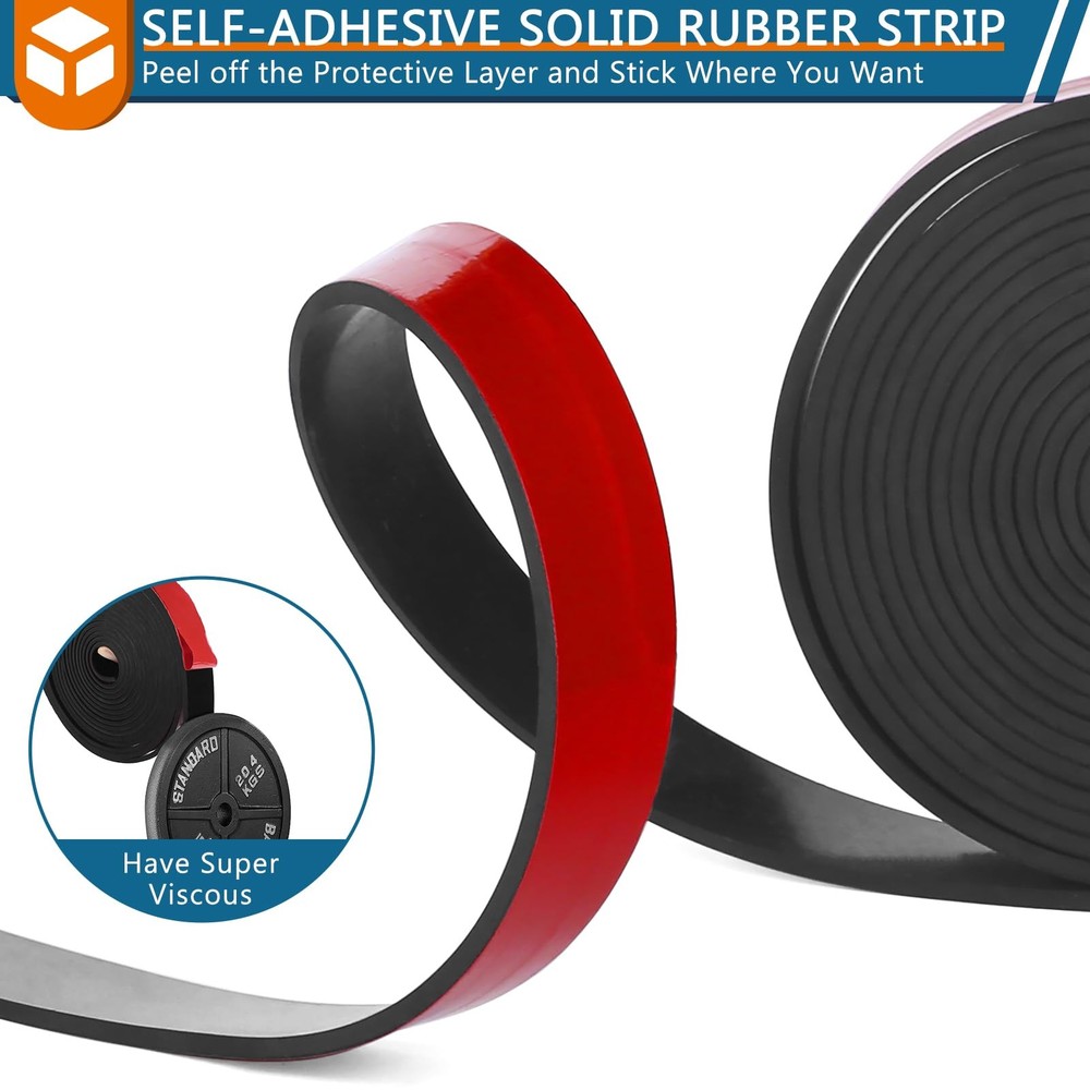 Adhesive Solid Rubber Strips, 2” Wide x 1/8" Thick x 120" Long Self Neoprene ...