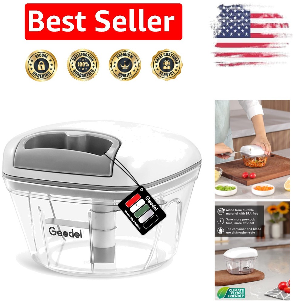 Dishwasher Safe Vegetable Chopper - 500ml Hand-Pull Garlic Cutter for Kitchen