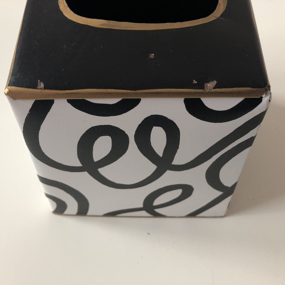 Jaye's Studio Tissue Box Cover Black and White Scribbles