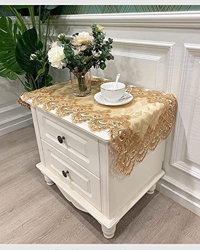 Bedside Tablecloth Lace Doilies for Side Table Cloth Runner Elegant Gold