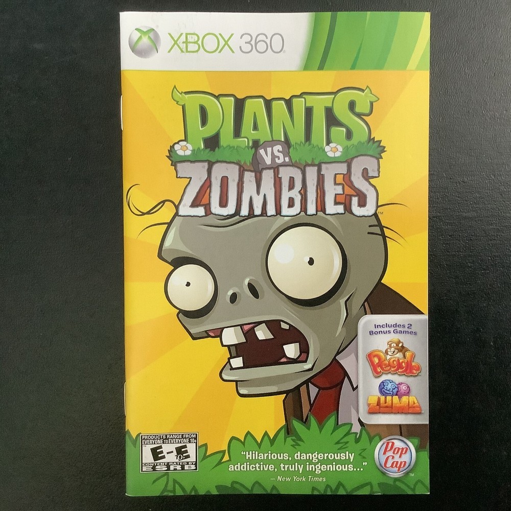 Plants vs. Zombies Microsoft Xbox 360 Instruction Manual Only