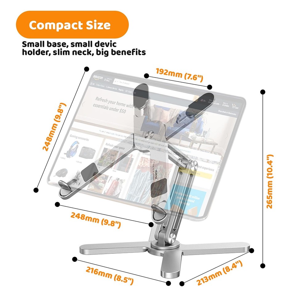 Moallia Laptop Stand with 360 Rotating Base, Computer Notebook Silver