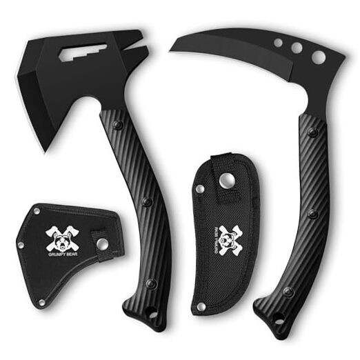 Tactical Axe Sickle Set, Survival Axe, Sharp Tomahawk with Sheath, Portable