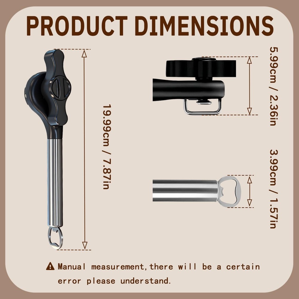 Can Opener, Manual Side Safe Cut Can Opener with Sharp Durable Blade, Effort-...