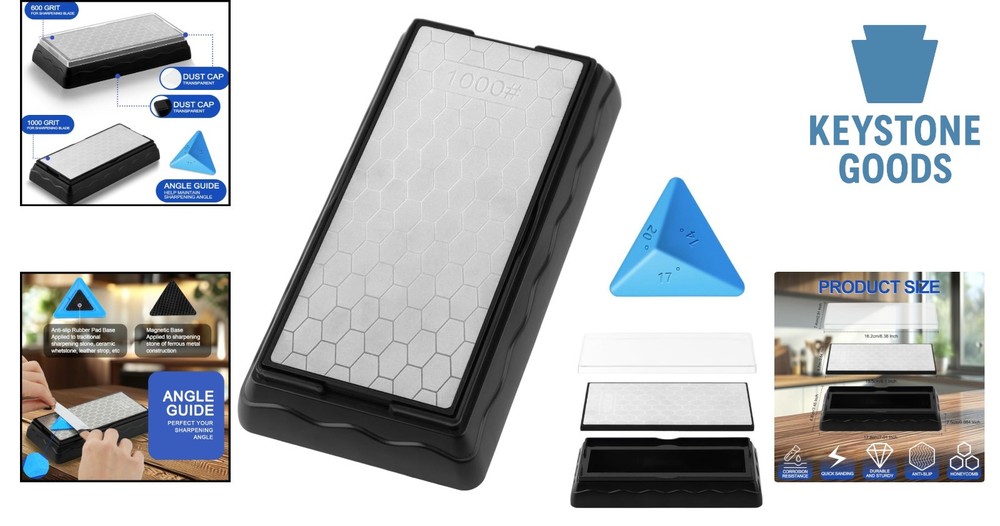 Double-Sided Diamond Whetstone with Storage & Angle Guide