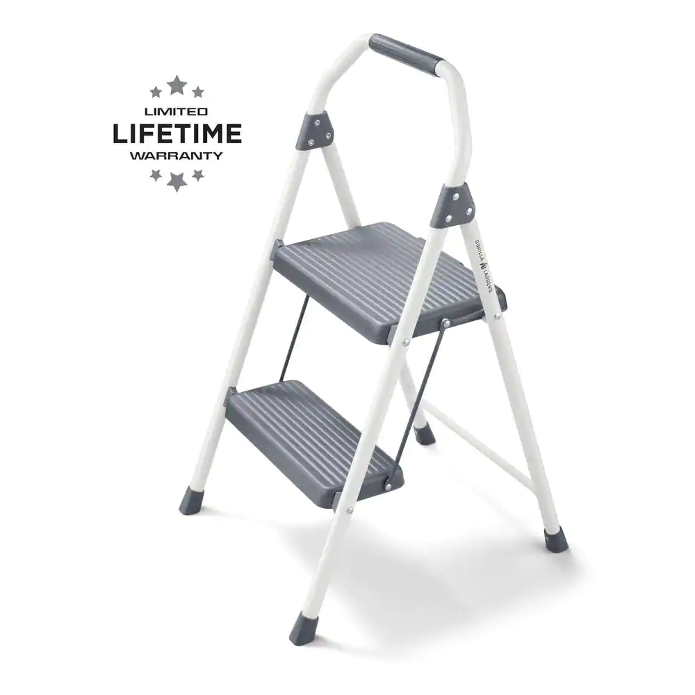 2-Step Compact Steel Step Stool, 225 Lbs. Load Capacity Type II Duty Rating