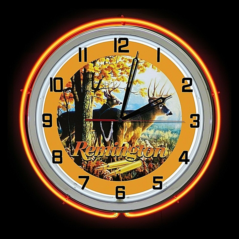 19 REMINGTON Hunting Rifles Sign Double Neon Clock