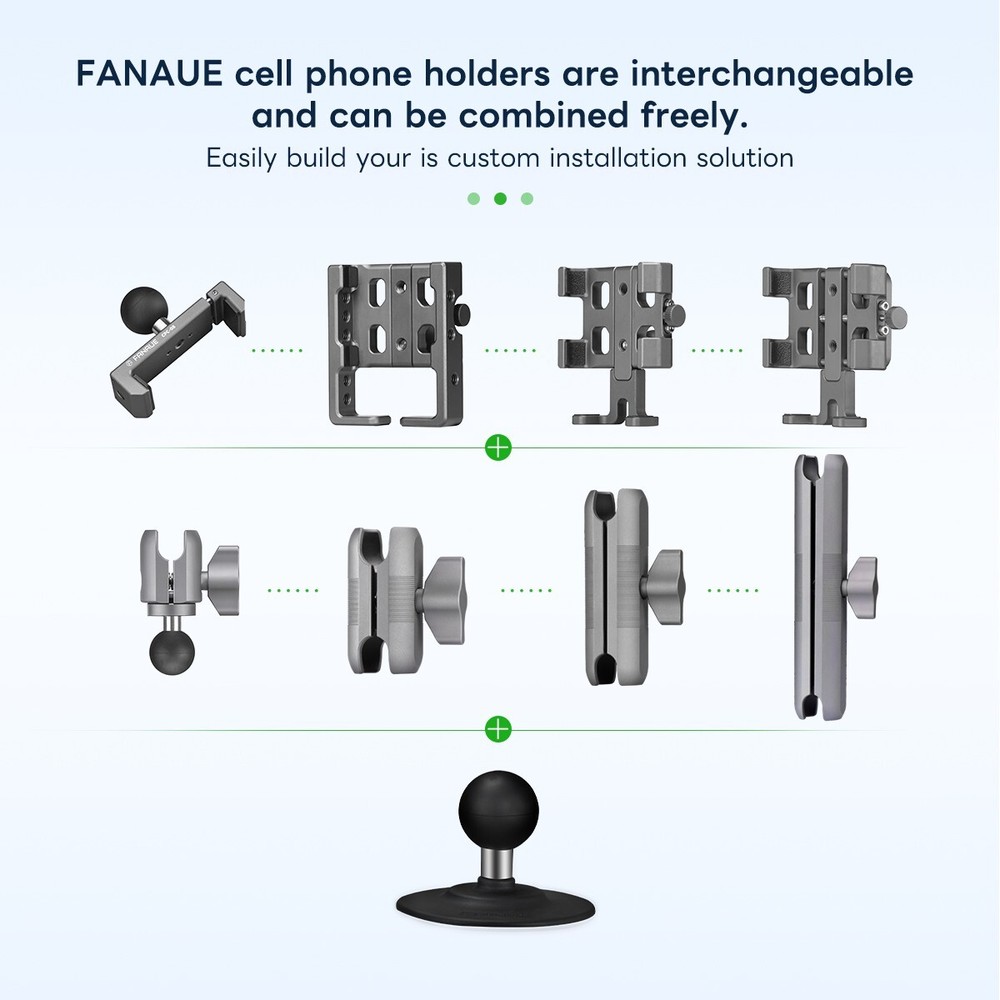 FANAUE Flex Adhesive Ball Base Compatible RAM Mounts B Size Double Socket Arm