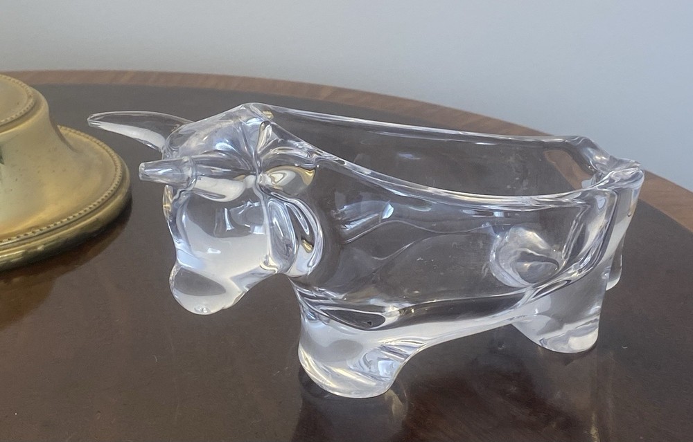 Cannes Le Chatel Vintage Crystal Bull Mid 20th c