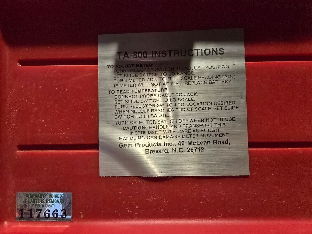 Gemline USA Electronic Thermometer Temperature Analyzer TA-800