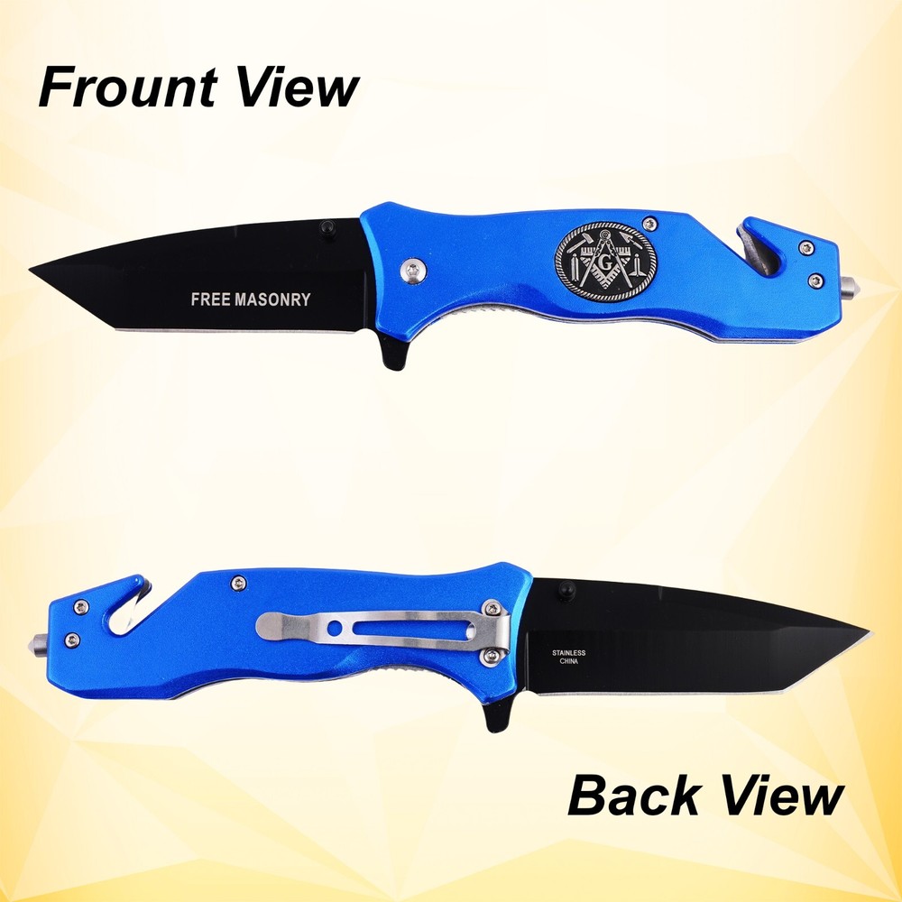 Masonic Folding Knife, Engraved Masonic Logo Expertly Crafted