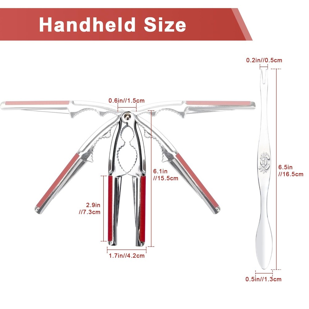 4 Pcs Walnut Cracker Tools, Windspeed Nut Crackers Three Opening Clips Red
