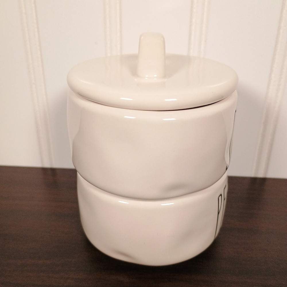 Rae Dunn Artisan Collection Stackable Salt & Pepper Cellar Shaker Set Cream