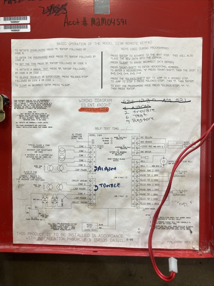 Silent Knight 5104 f3 Fire Control Communicator - Red