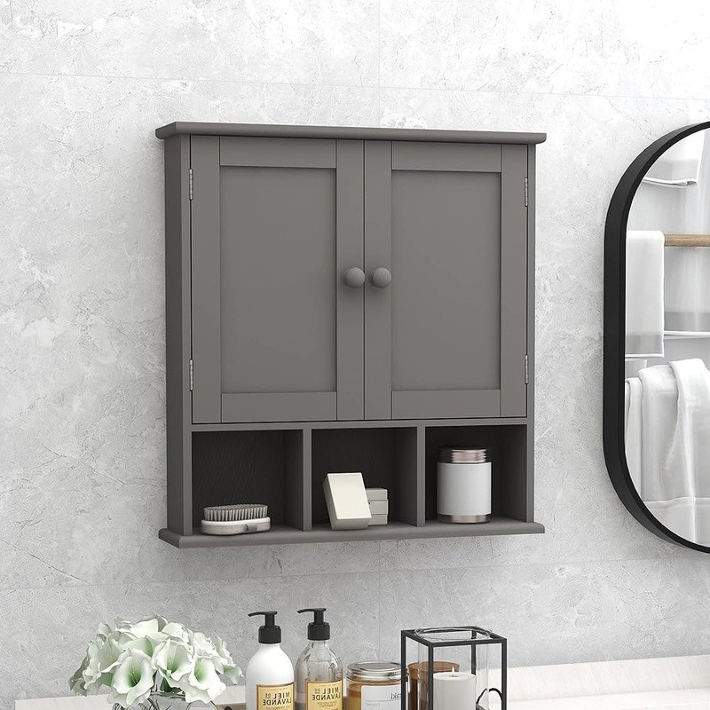 Wall Mounted Bathroom Storage Cabinet Adjustable Shelf Easy Assembly Organizer