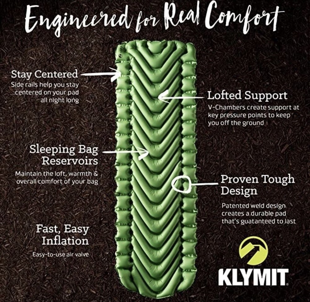 KLYMIT STATIC V Sleeping Pad GREEN NEW