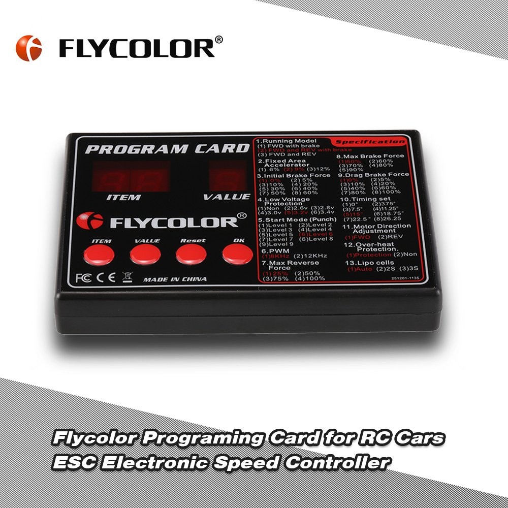 Goolsky Flycolor Programing Card for RC Cars ESC Electronic Speed Controller