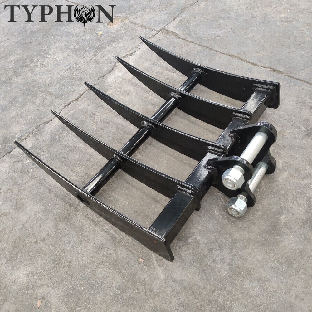 Mini Excavator Attachment TYPHON Rake for Grading, Leveling, Loosening, Removing