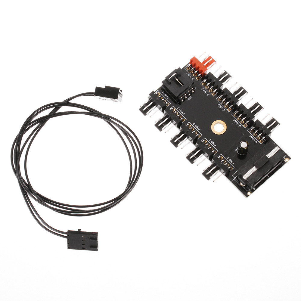 10 Way PCI Cooler Cooling Fan Speed Controller Hub 4/3pin Power Socket