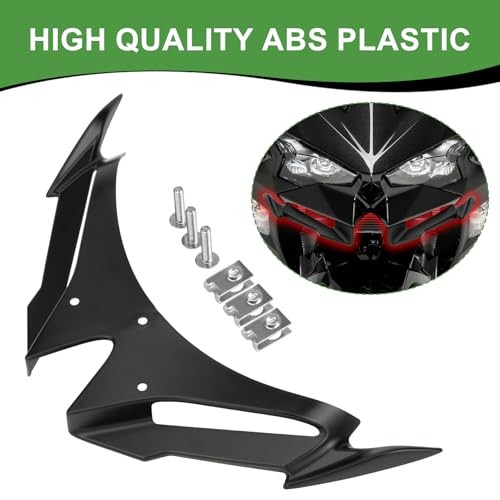 Ninja500 Motorcycle Front Fairing Winglet - Spoiler Fixed Wing Kit Beak Black