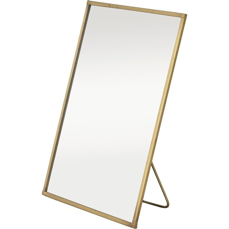 Brass Frame Rectangular Tabletop Mirror Bedroom Entryway Home Decor Accent New
