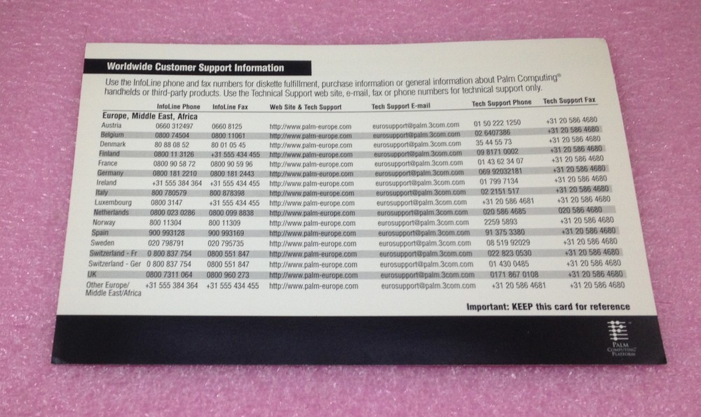 PALM III ORGANIZER HANDBOOK + GRAFFITI REFERENCE CARD + SUPPORT INFO - FROM 1998