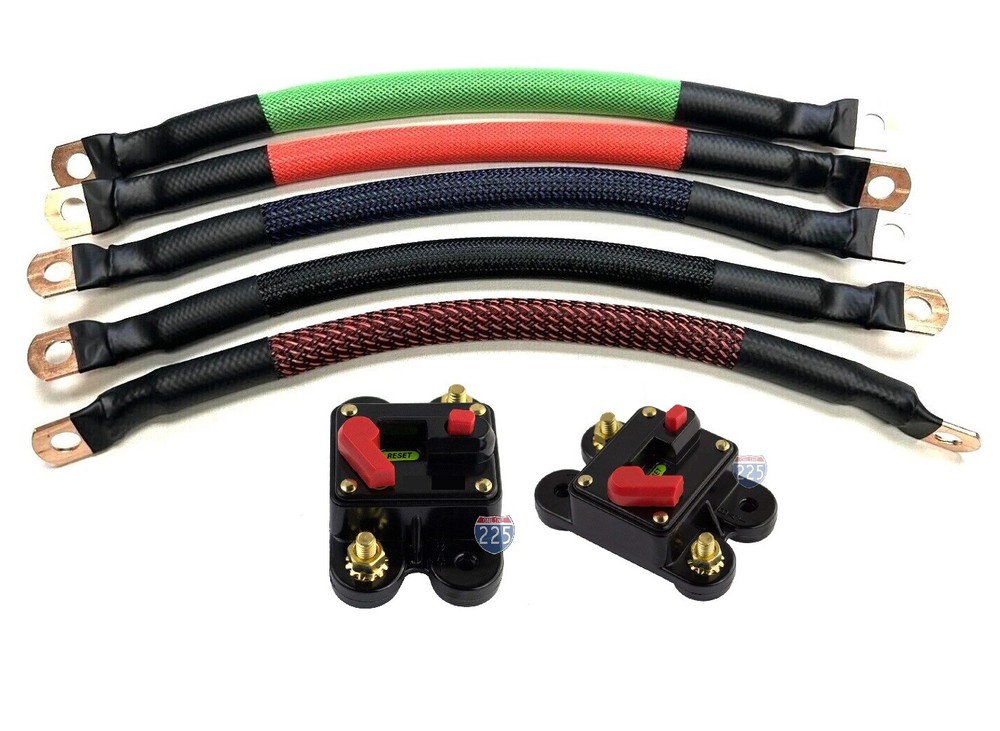 Multi AMP Circuit Breaker Braided Sleeving Wire/Ring Terminals Combo Multi Color