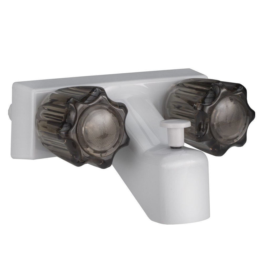 4" Tub And Shower Diverter Faucet White/Smoke With Shower Head & Hose For RVs