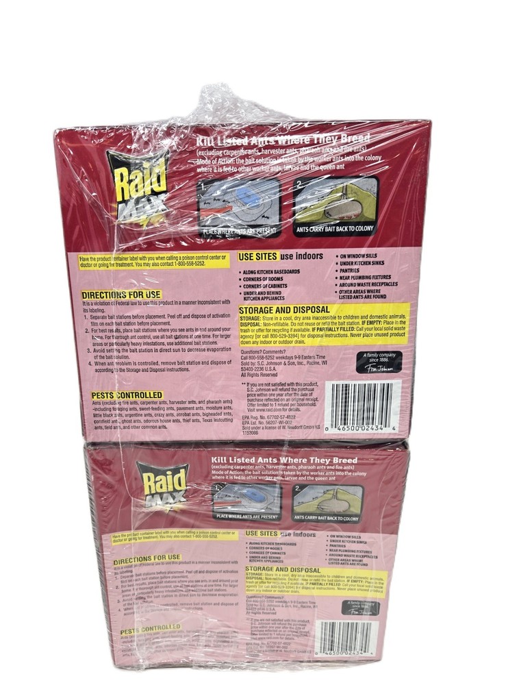 Raid Max Liquid Ant Bait, Poison Bait Stations, 4 ct Per Box, (12 Boxes Total)